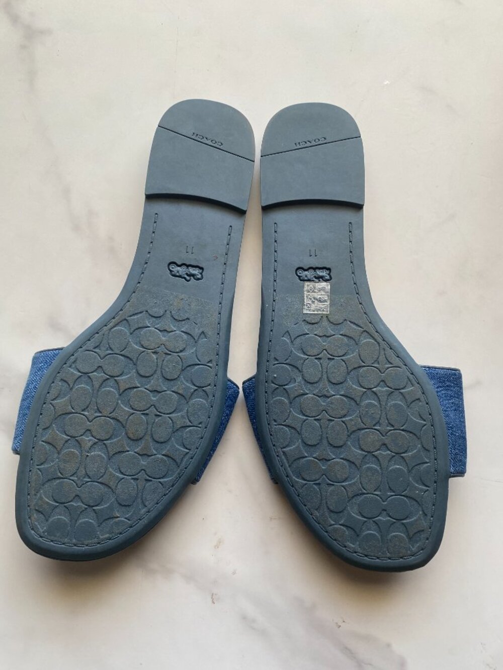 Coach Denim Slide Sandals | Blue Denim Designer Slides | Casual Luxury Flat Sand - Picture 2 of 2